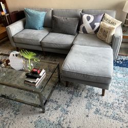 Mid Century Suede Sofa 