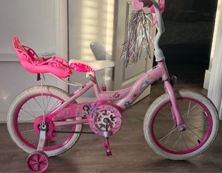 Huffy Disney Princess 16 inch bike with training wheels and doll seat