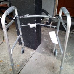 NWT Aluminum Folding Walker Adult Two Button Easy Use.