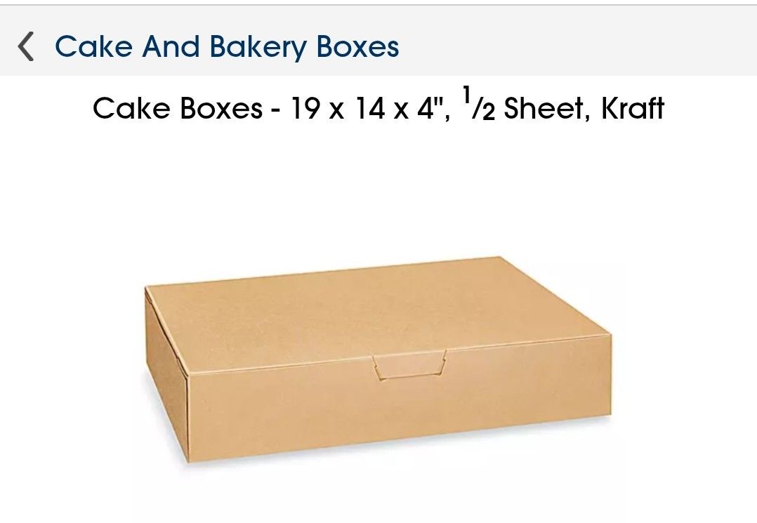 Bakers Mark 19"x14"×4" kraft Half Sheet Cake Box 50 Count