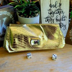 Gold Python Clutch Bag