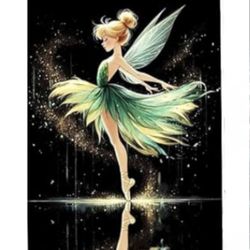 Disney Tinkerbell Dancing Ballerina from Peter Pan Diamond Art Painting Kit for Adults, Full Drill Dots/Gems/Diamonds, DIY Arts Crafts, NEW In Plastic