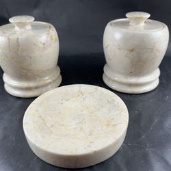 3 Piece Cream Colored Bathroom or Vanity Marble Set 