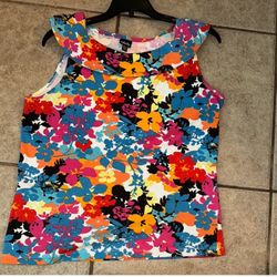 Rafaella Orange and Blue Sleeveless Tank Top