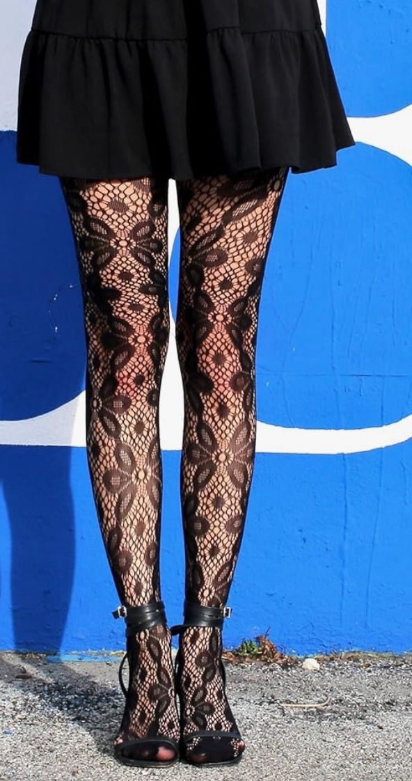 Women's Fashion Mic Floral Print Fishnet Pantyhose