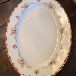 Vintage Harmony House 14X10 Fine China Oval Platter, Porcelain Dish Plate, Wembley Pattern