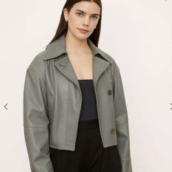 NWT $1195 Vince Cropped Leather Flight Jacket