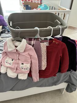 Girls 5-6 Clothing Lot - Kitty Cardigan, Velvet Jacket, Sweater & Pants