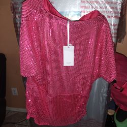New grace karin dark pink sequins shirt