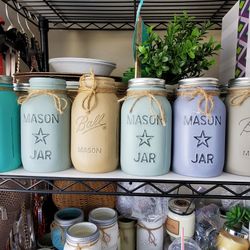 Quart Chalk Painted Mason Jars, Each