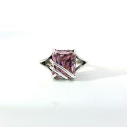 Ladies Sterling Silver Pink Ice Birthstone Ring Size 7 11055605