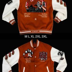 White And Red Amiri Varsity Jackets 