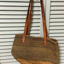 Vintage 80/90s Woven Bucket Style Market Tote