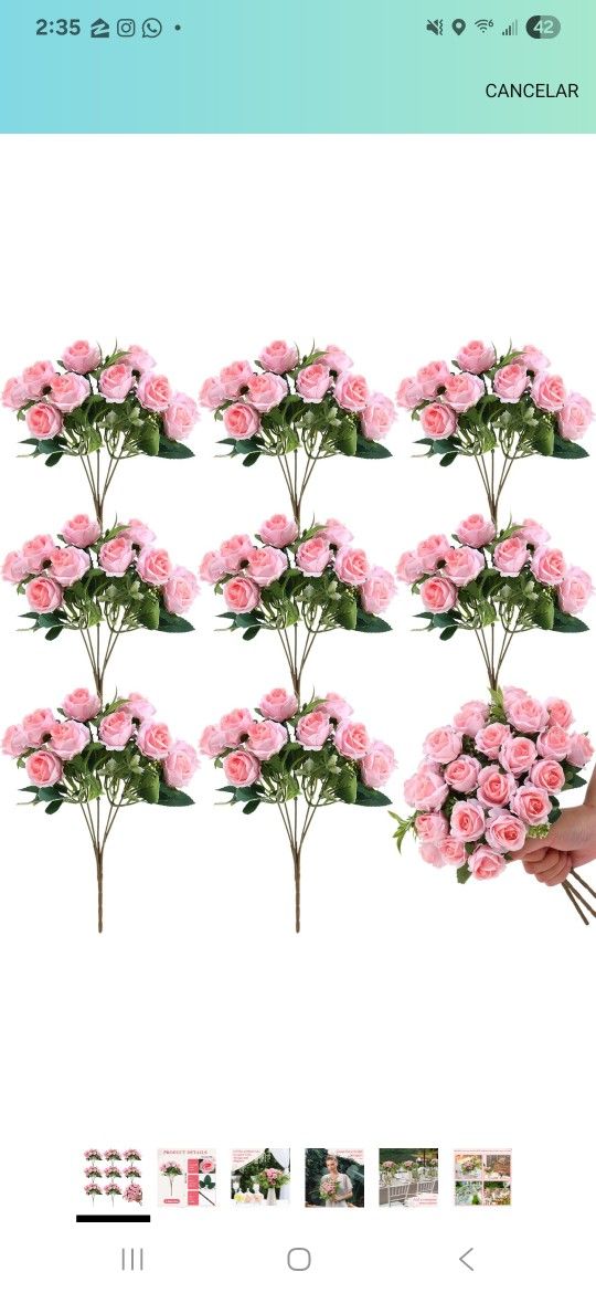  8 Pack Valentine's Day Silk Artificial Rose Bouquets 12 Inch Bulk Fake Rose Bunches for Wedding Bridal Home Office Garden Parties Decoration (L