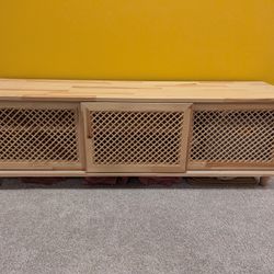 Wood Rattan Tv Stand / Media Center