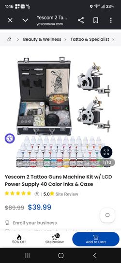 Yescom 2 Tattoo Gun Machine Kit with Case
