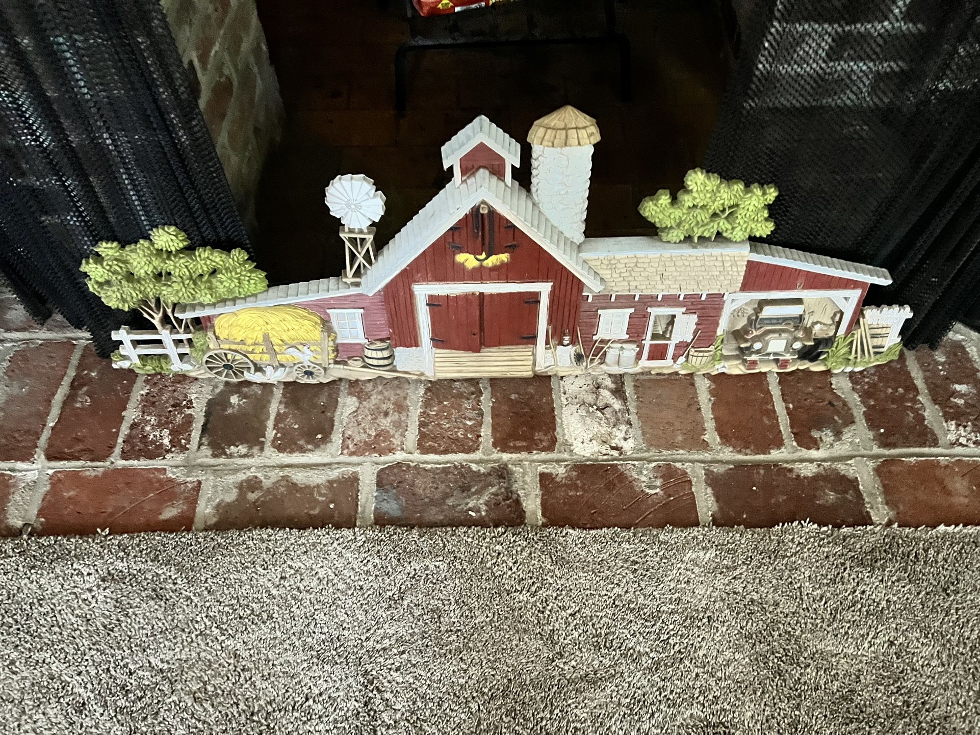 VINTAGE #587 BURWOOD PRODUCTS CO 3D FARM BARN SCENE 1974 WALL HANGING 46" CAR