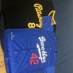 Baseball Authentic Jersey Brooklyn Dodgers/Pittsburg Pirates -  Jackie Robinson 42 / Willie Stargell 8   $45 Each $75 Together