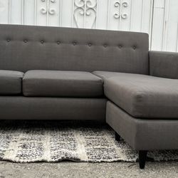 Grey Mid Century Modern Sectional Couch Sofa L Shape Reversible Chaise 