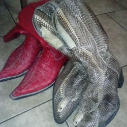 Crocodile Boots And Snake Boots Size 12 These Are Original I Paid Over 700 For Each Pair I Don't Use Them Anymore 