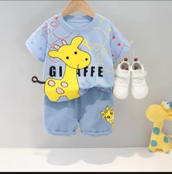 Premium Cotton Kids Summer Short Set - Playful Giraffe Edition