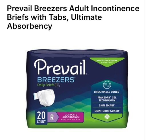 4 Packs Of 20 Prevail Unisex Briefs Sz R 40-49