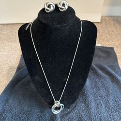 Lane Bryant Silver Knot Necklace And Earrings Set