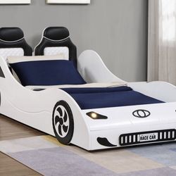 Brand New White Car Design Twin Bed Frame 