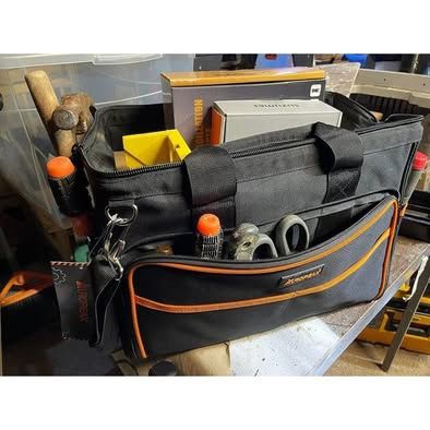 Heavy Duty Tool Bag 17.3-Inch, 26-Pocket Large Tool Bags for Men Women with Adju