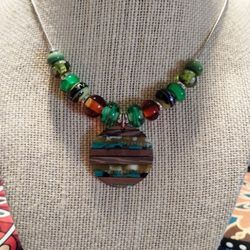 Handmade Necklace with Handmade Lampwork Glass Beads