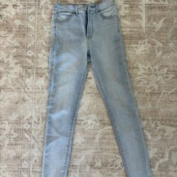 Express High Rise Skinny Jeans Light Wash Supersoft Knit Size 0R