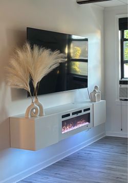 White Electric Fireplace TV Stand
