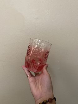 New Starbucks Coral Pink Glass Cup