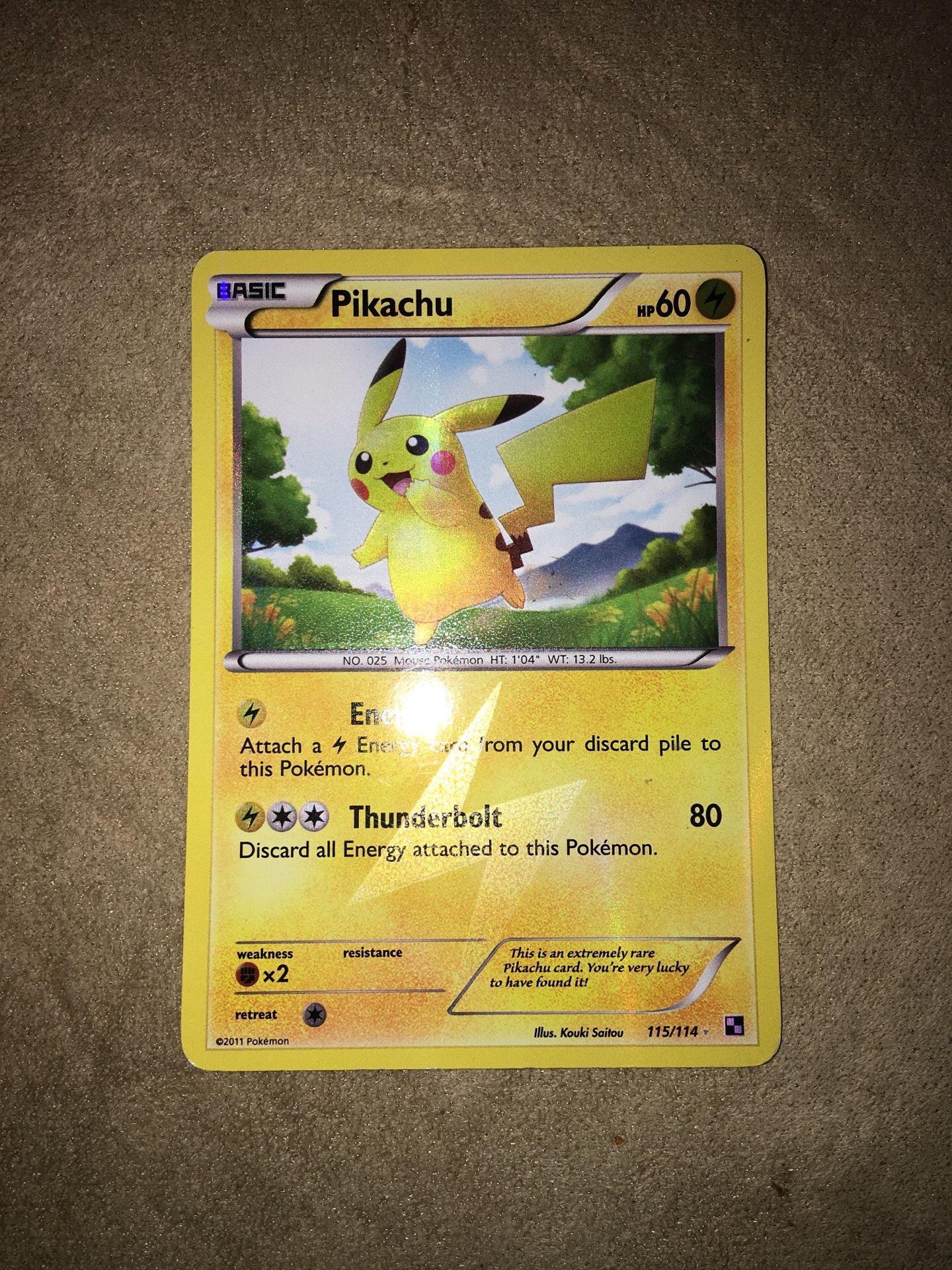 Pikachu Secret Rare Black and White 115/114 Pokemon Card NM