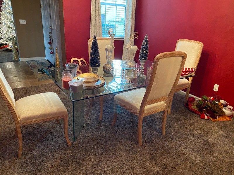 Glass Dining Table With 4 Chairs