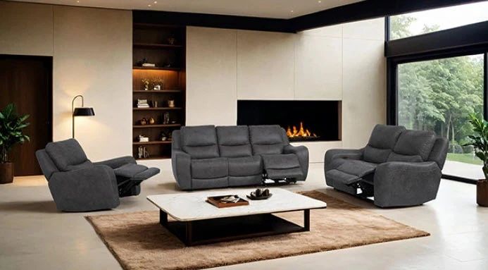 2PC Dark Gray Power Sofa & Loveseat