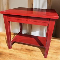 Wood Table – High-Gloss Red Finish, 30” Tall, 30” x 24” – Modern Designer Accent, Statement Dining, Office, or Entryway Table