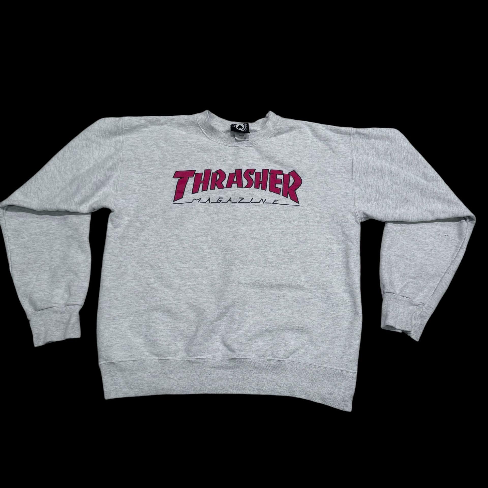 Thrasher Magazine Crewneck Skater Sweatshirt Sweater Gray Red Logo Large SMALL