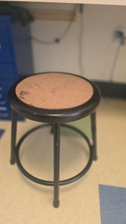 Round Metal Stool with Cork Seat