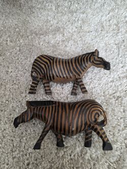 Hand Carved Zebras From Kenya. 