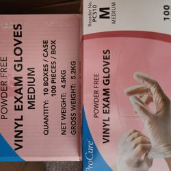 ProCure Disposable Powder & Latex Free Vinyl Examination Gloves Box 100Ct SZ MED