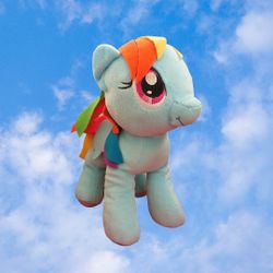 My Little Pony Plush Rainbow Dash 11 inch Toy Blue Rainbow Pony Embroidory