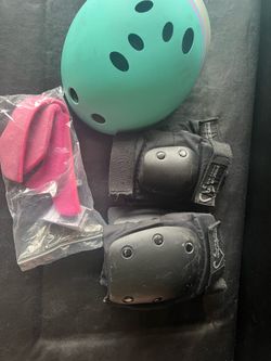 Triple 8 helmet, knee and elbow pads