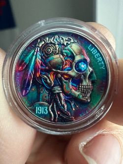 1913 Buffalo Nickel Colorized Art Coin