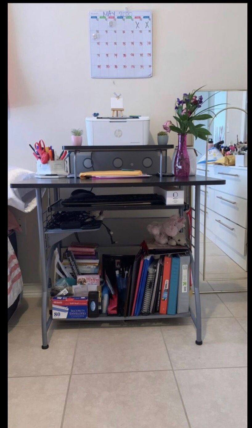 Black office desk with chair