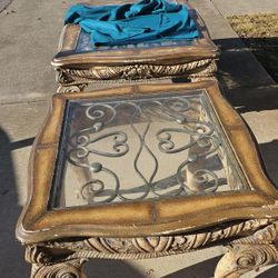 Stone And Glass Coffee And End Table