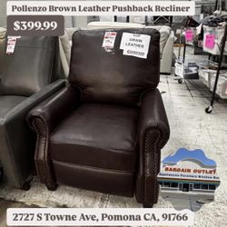 Pollenzo Brown Pushback Recliner 