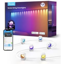 Govee RGBIC String Downlights, Smart LED String Lights Works with Alexa, Color Changing Indoor Wall Light Fixture for Party, Music Sync, 9.8ft with 15