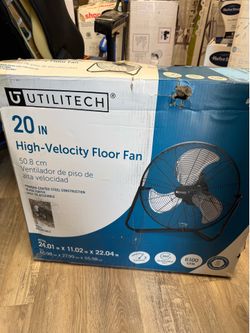 Utilitech 20-in High Velocity Indoor Floor Fan, in Black