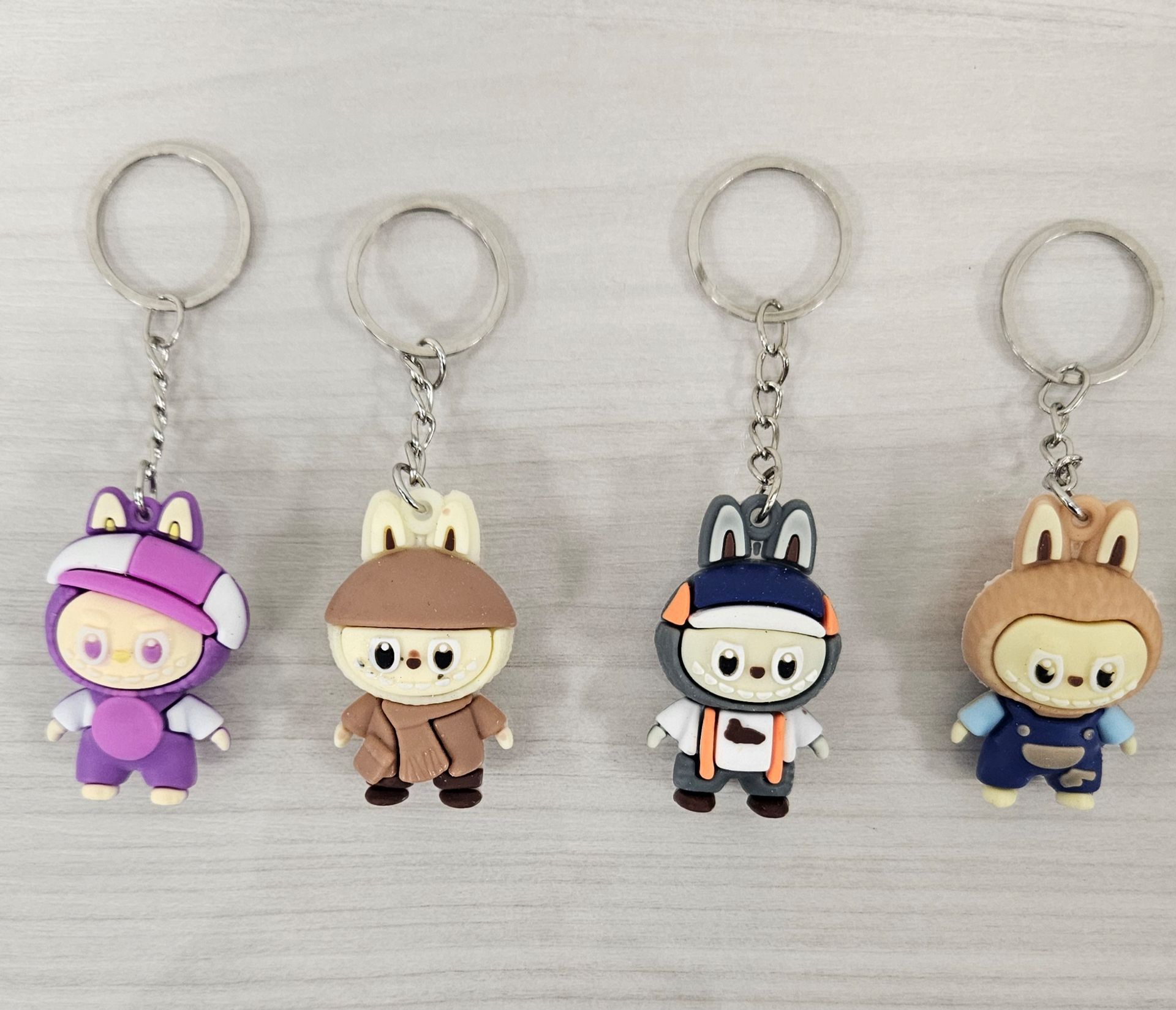 NEW LOT OF 6 LABUBU MONSTER KEYCHAIN CLIP CHARM FIGURES APROX 2"INCHES